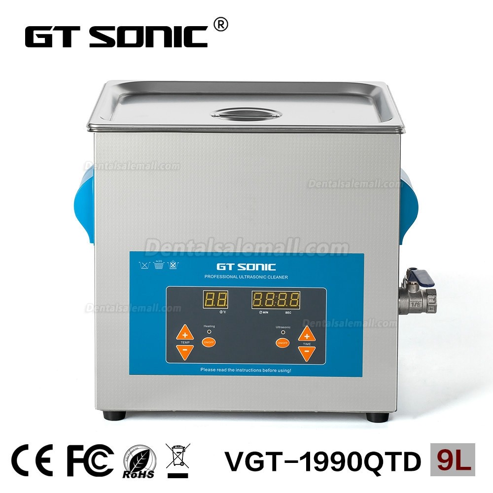 GT SONIC QTD 2-27L Tabletop Digital Ultrasonic Cleaner with Heater for Dental Lab Industry Jewelry